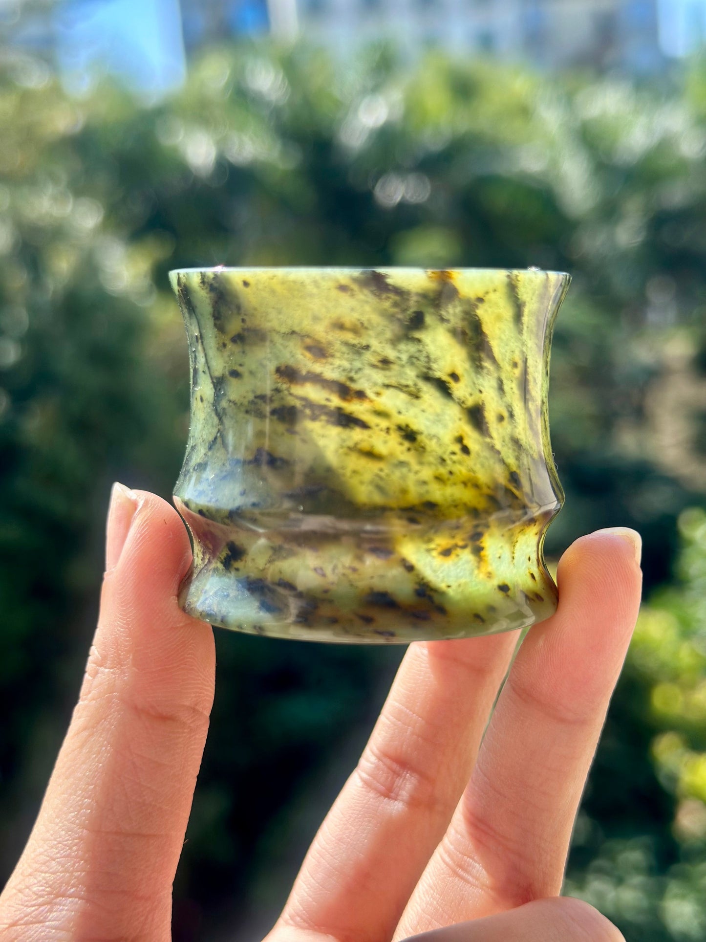 Chinese Yuanyang Precious Jade Couple Artistic Teacup 50ML