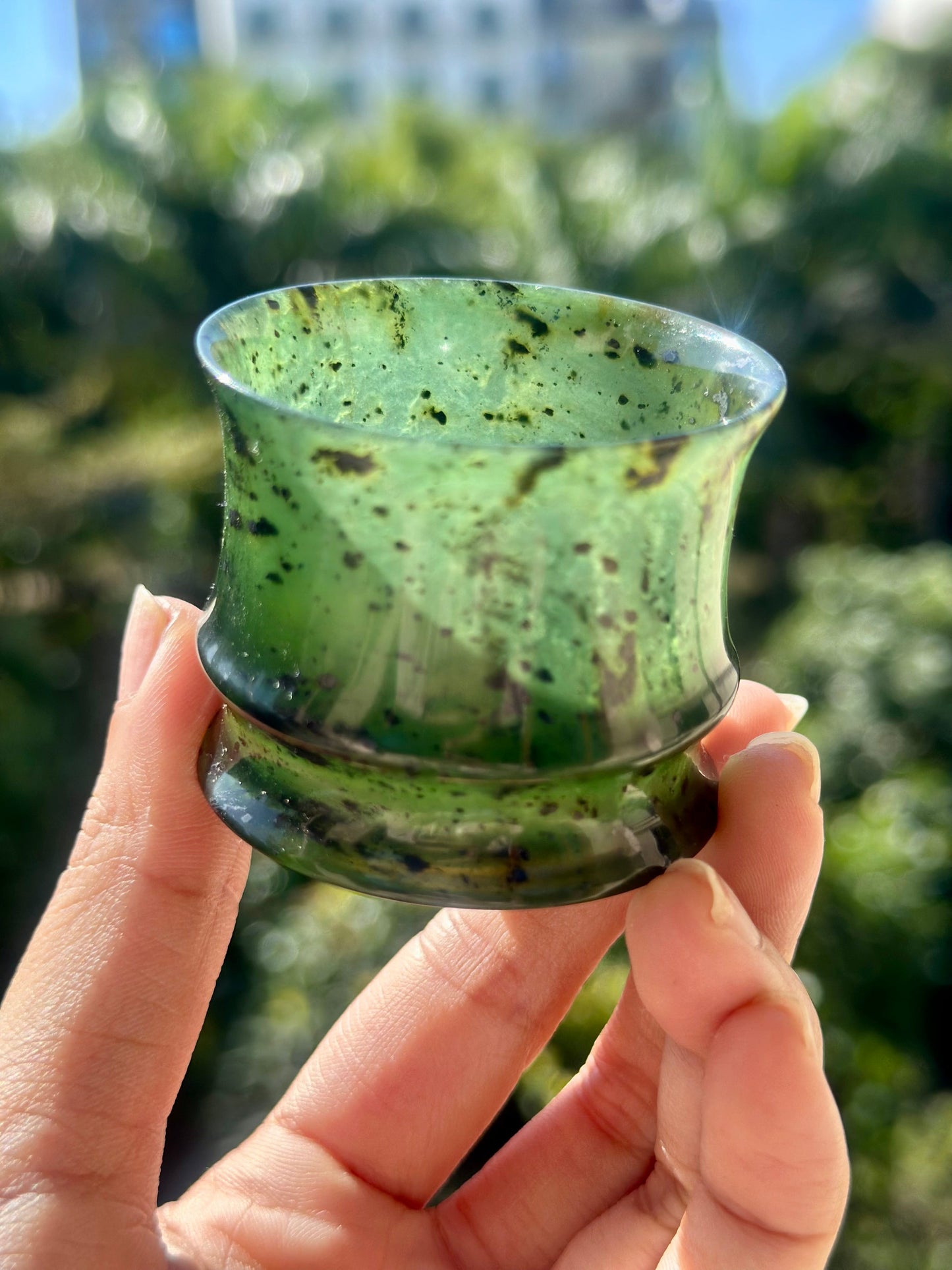 Chinese Yuanyang Precious Jade Couple Artistic Teacup 50ML