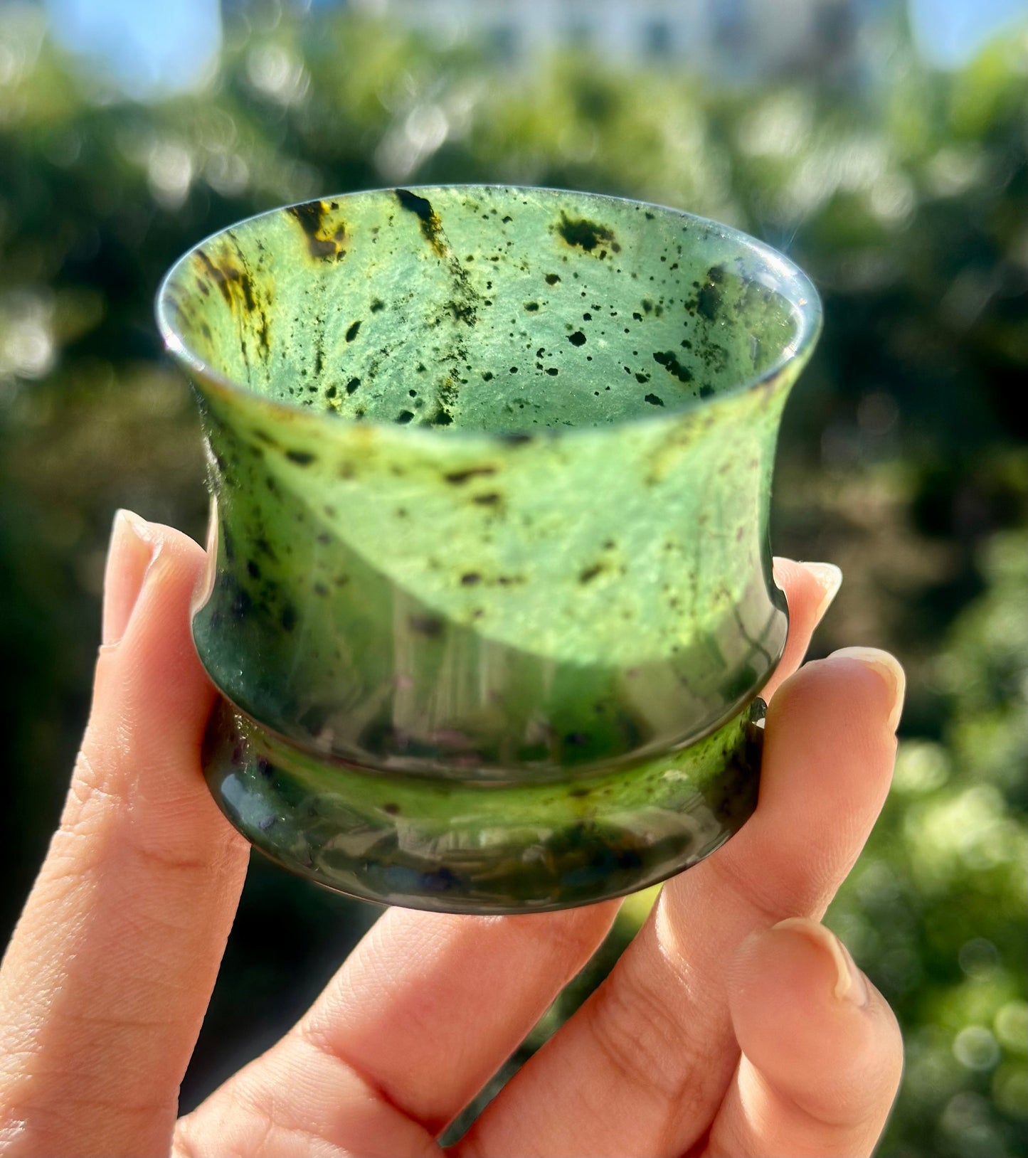 Chinese Yuanyang Precious Jade Couple Artistic Teacup 50ML