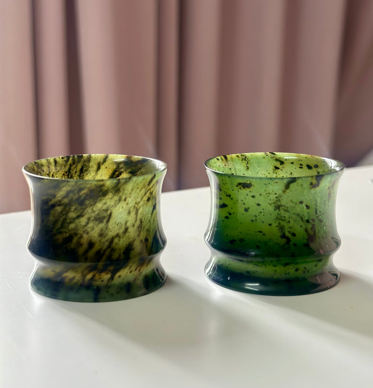Chinese Yuanyang Precious Jade Couple Artistic Teacup 50ML