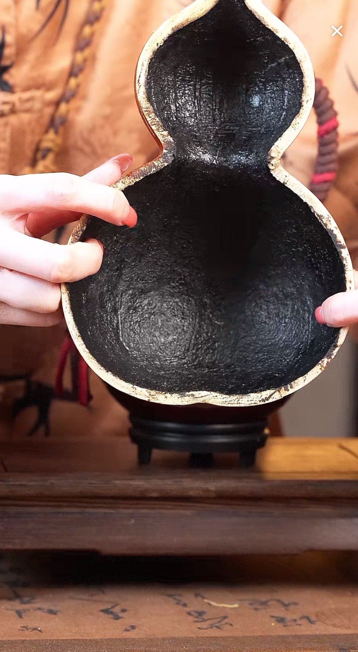 Hand dyed Woody Green Chinese Fengshui Ornament Lacquerware Hulu Natural Gourd Water Tea Container Classical Home Decor