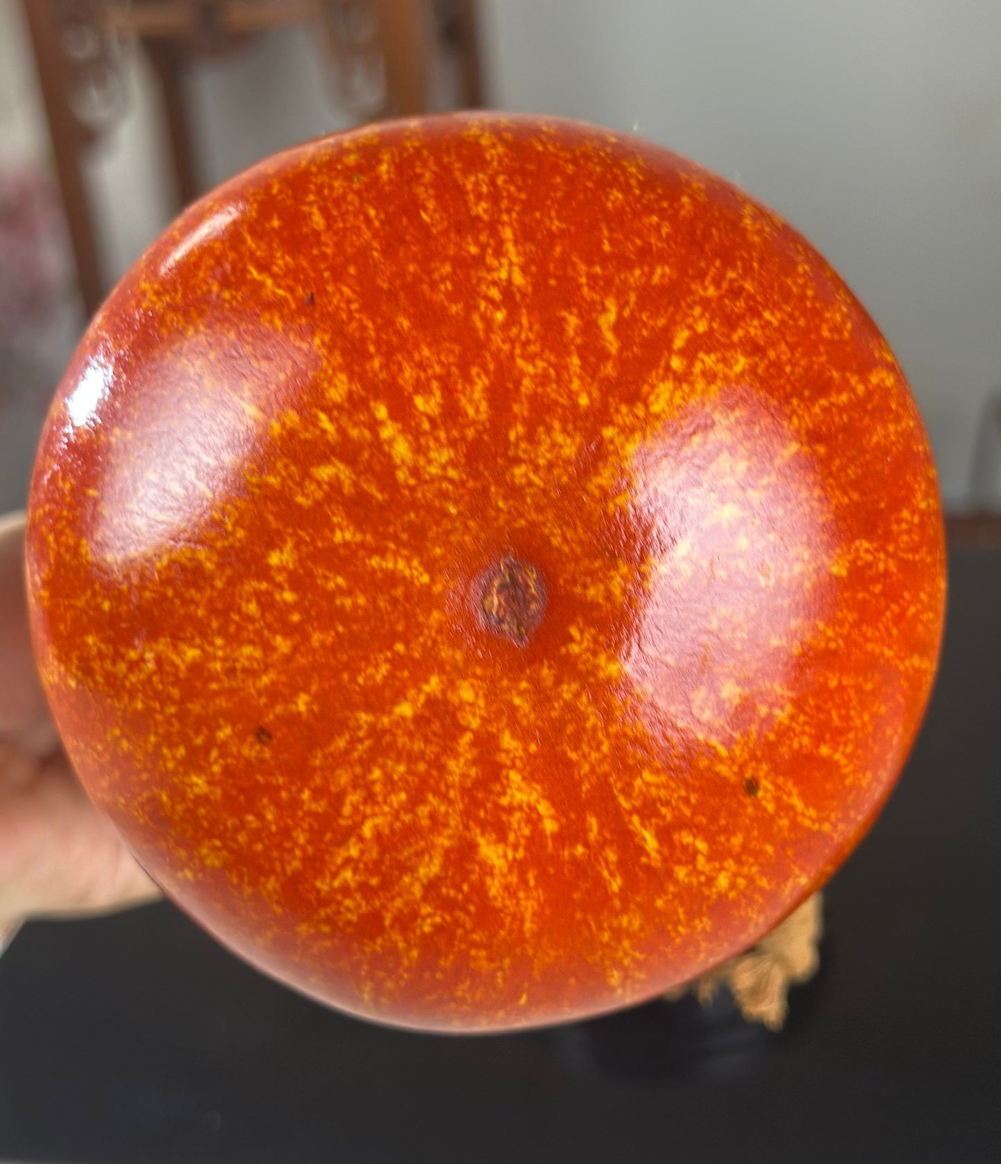 Hand dyed Orange Chinese Lacquerware Hulu Natural Gourd Water Tea Container Classical Home Decor