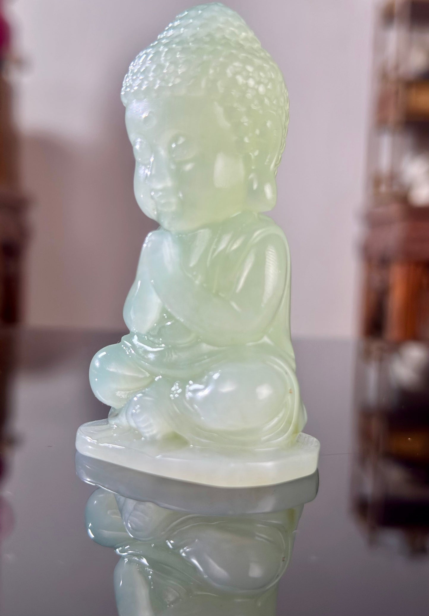 Handengraved Chinese Precious Xiuyu Jade Bouddha Sculpture Artwork Home Decor