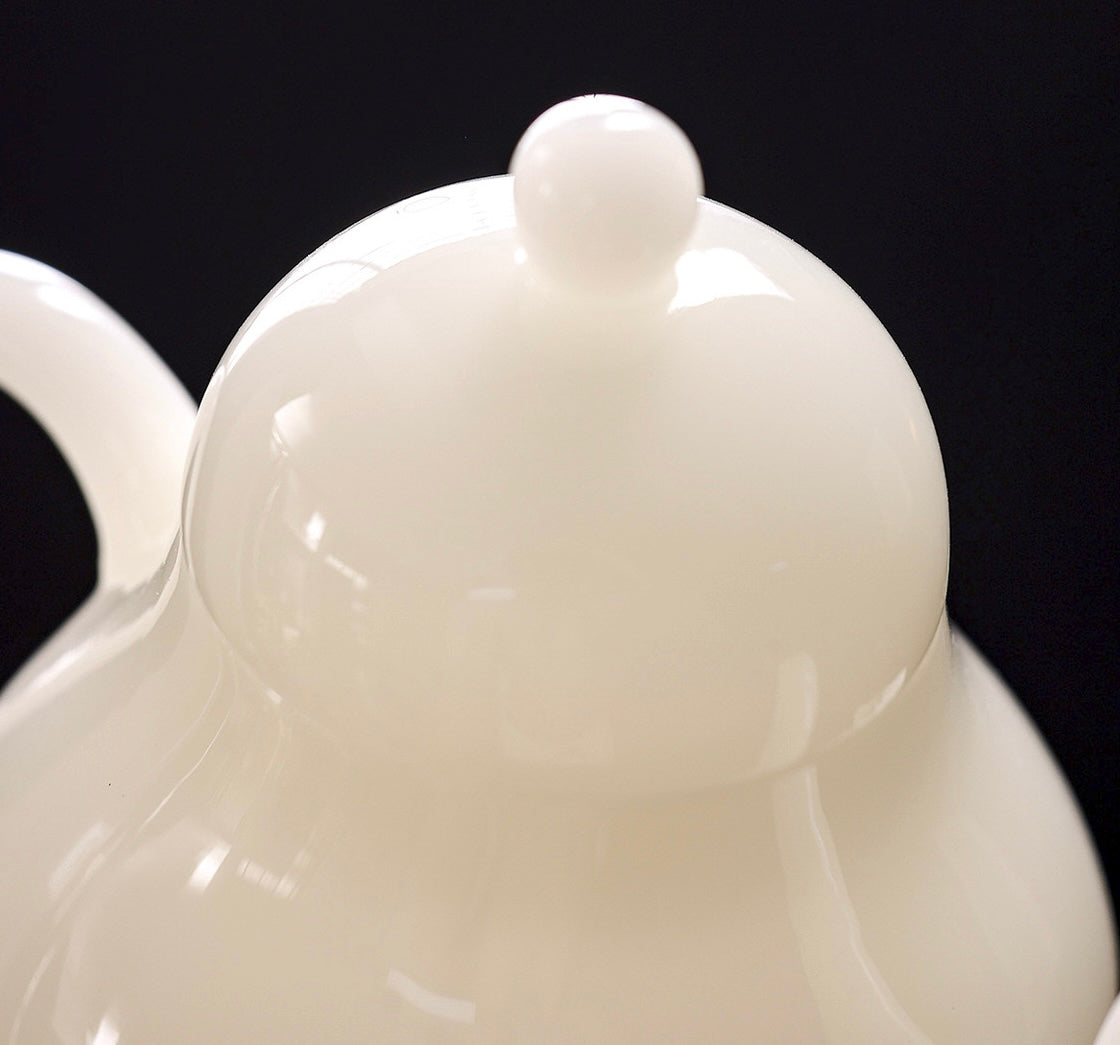 Handcrafted Chinese Yangzhiyu Ceramics  White Porcelain Teapot Artwork