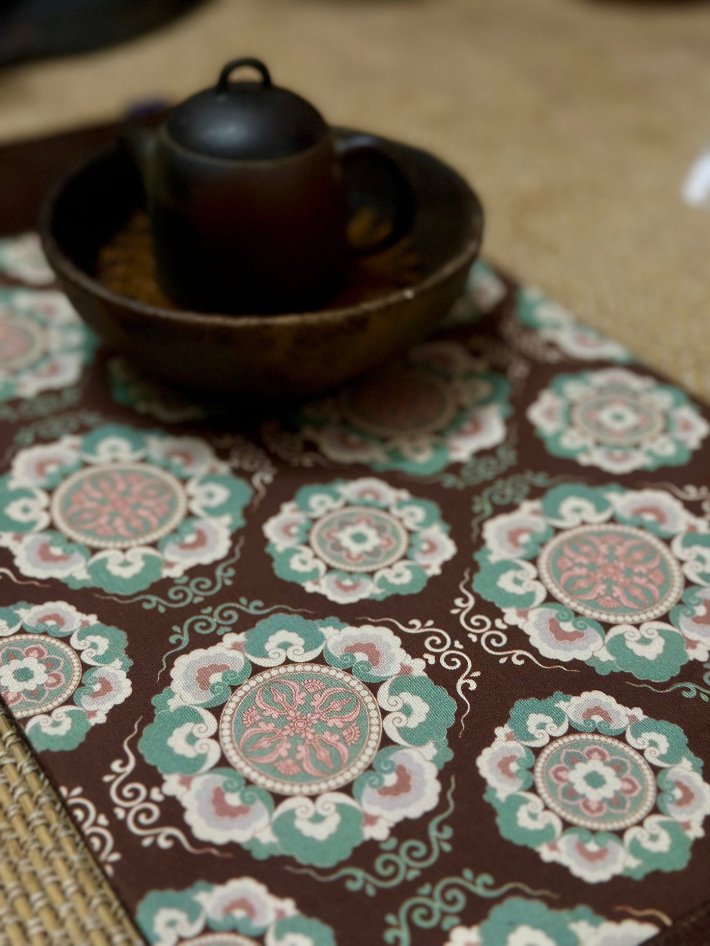 Original Chinese Traditional Baoxiang Flower Tea Table Cloth Chaxi Chabu