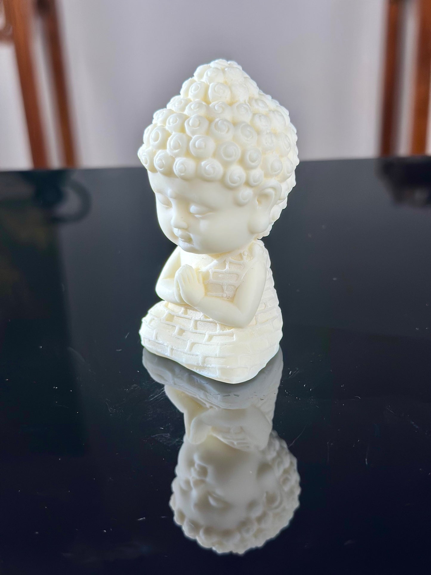 Hand Engraved Natural Tagua Bouddha Sculpture Lotus Shape Incense Holder Tea Pet