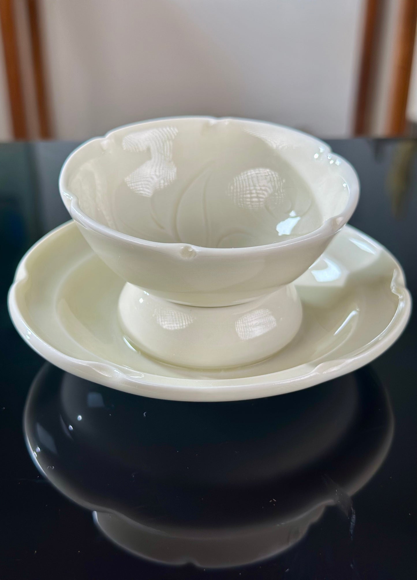 Handcrafted Chinese High-end Dingyao Ding Porcelain White Teacup Tea Set saucer