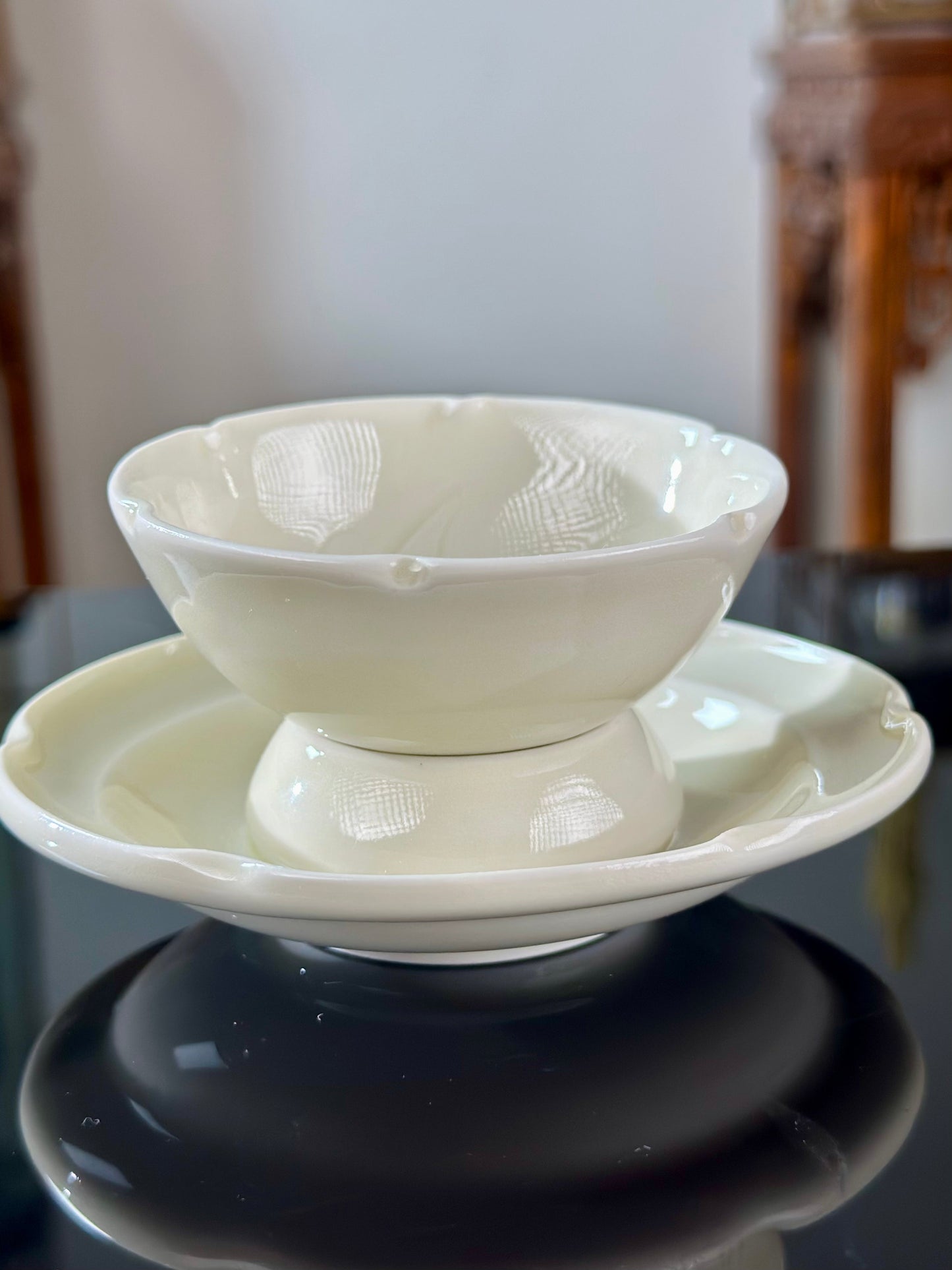 Handcrafted Chinese High-end Dingyao Ding Porcelain White Teacup Tea Set saucer