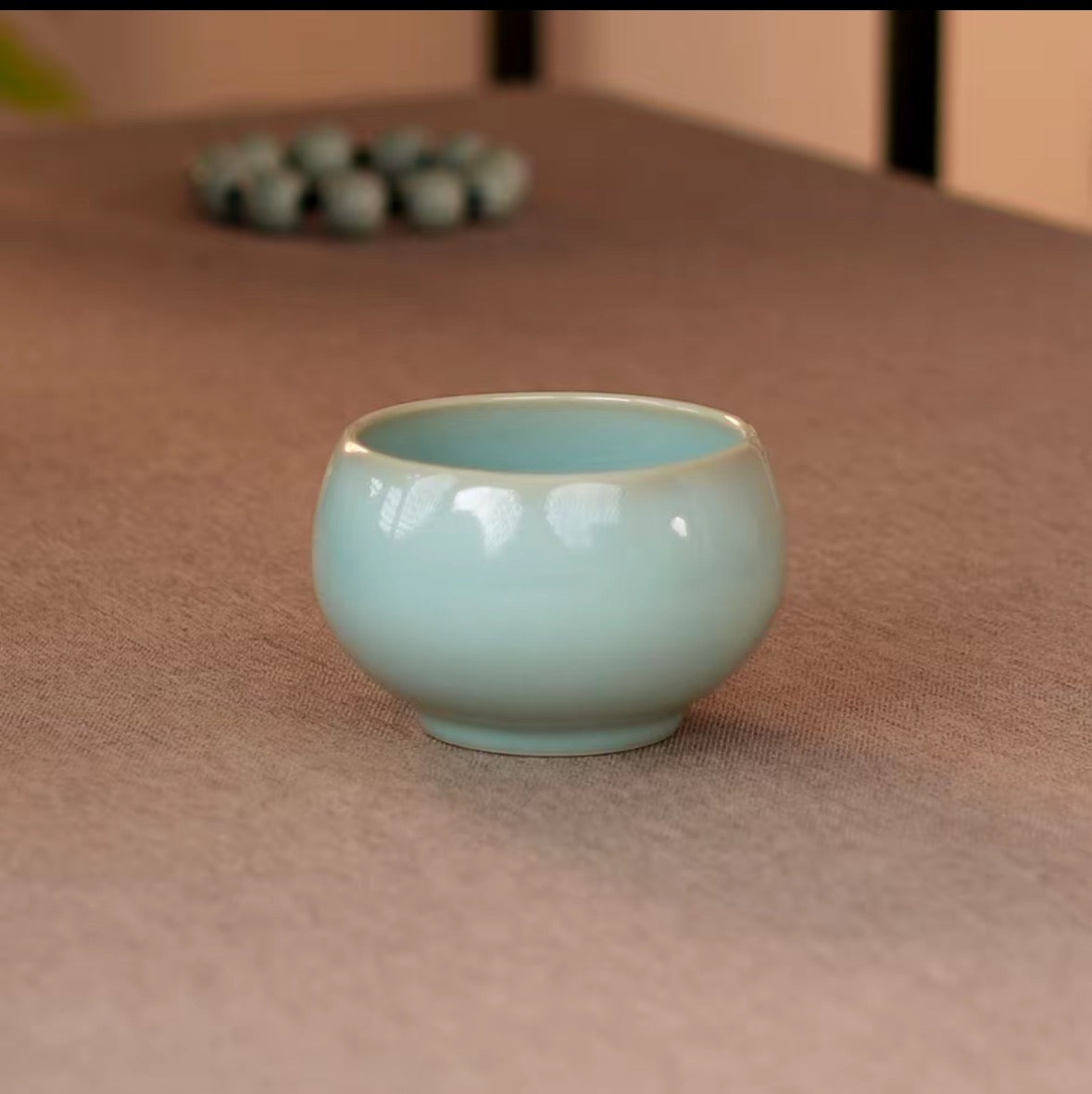 Handcrafted Ru Ware Classic Teacup Chinese High-class Ru Porcelain Ruyao Chanding Shape Cup