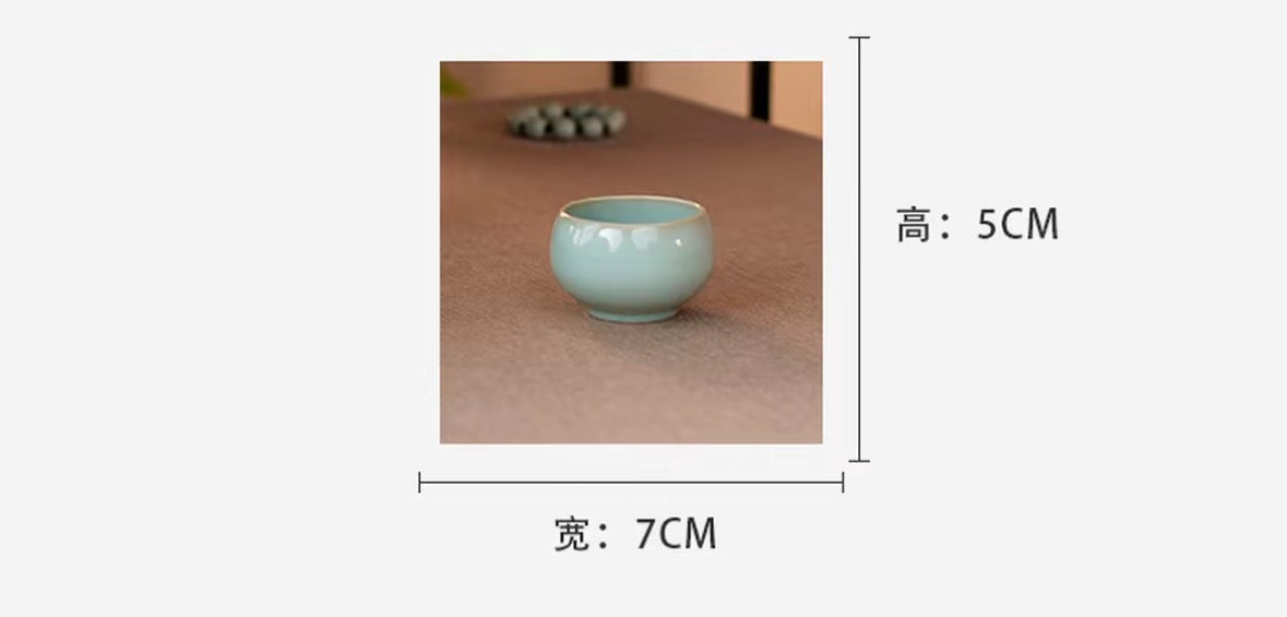 Handcrafted Ru Ware Classic Teacup Chinese High-class Ru Porcelain Ruyao Chanding Shape Cup