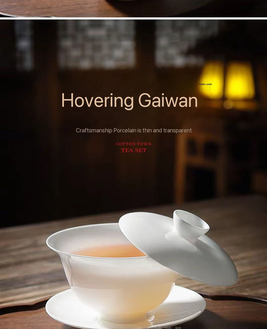 Super Thin Chinese Chaozhou Bone China Gaiwan Set Gongfu Cha Set Tea Saucer