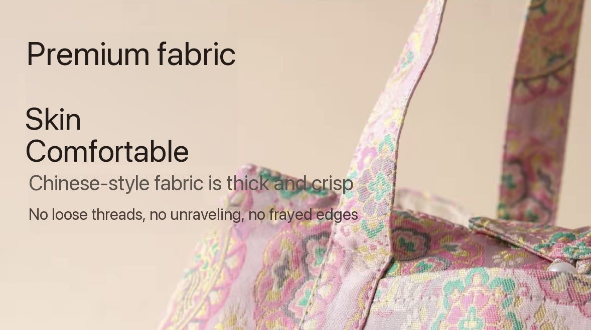 Chinese Traditional Song Brocade Pink Baoxiang Flower Horse Pattern Tea Bag Travel Cloth Bag Big Capacity Portable Storage Bag