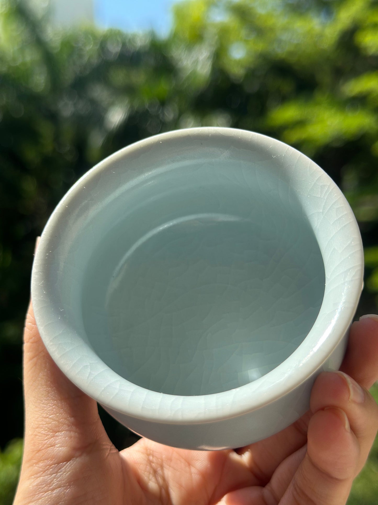 Handcrafted Ru Ware Classic Teacup Chinese High-class Ru Porcelain Ruyao Moon White GlazedYulan Shape Cup