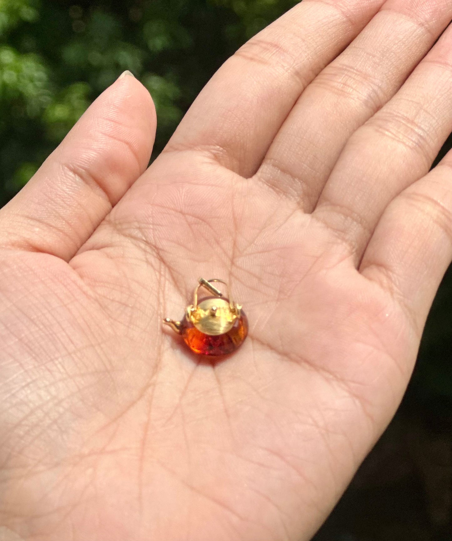 S925 Sterling Silver Original Design Handmade Teapot Shape Amber Earrings