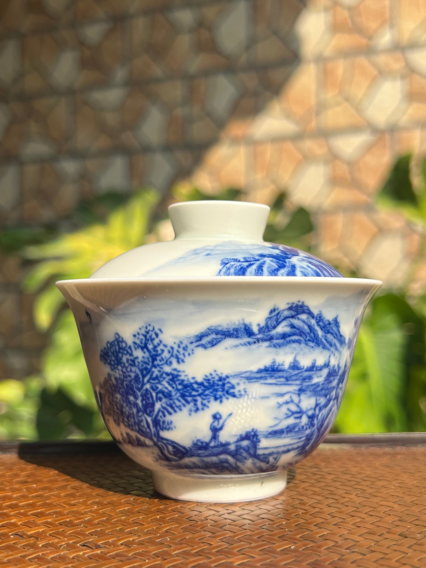 Chinese Handpainted Chinese Landscape Blue and White Porcelain Tea tray Jingdezhen Tea Boat Master Pottery Artwork