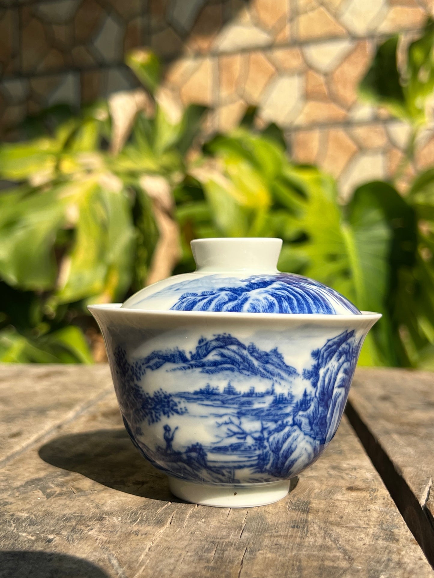 Chinese Handpainted Chinese Landscape Blue and White Porcelain Tea tray Jingdezhen Tea Boat Master Pottery Artwork