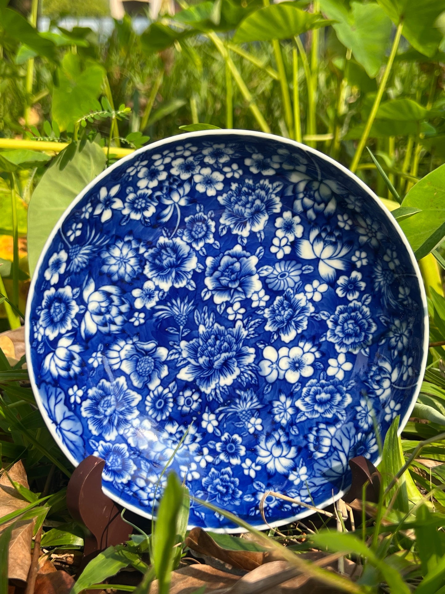 Hand Painted Chinese Blue and White Porcelain Tea Tray Tea Boat Ten Thousands Of Flowers Pattern Jingdezhen Teapot Holder Master Ceramic Artwork