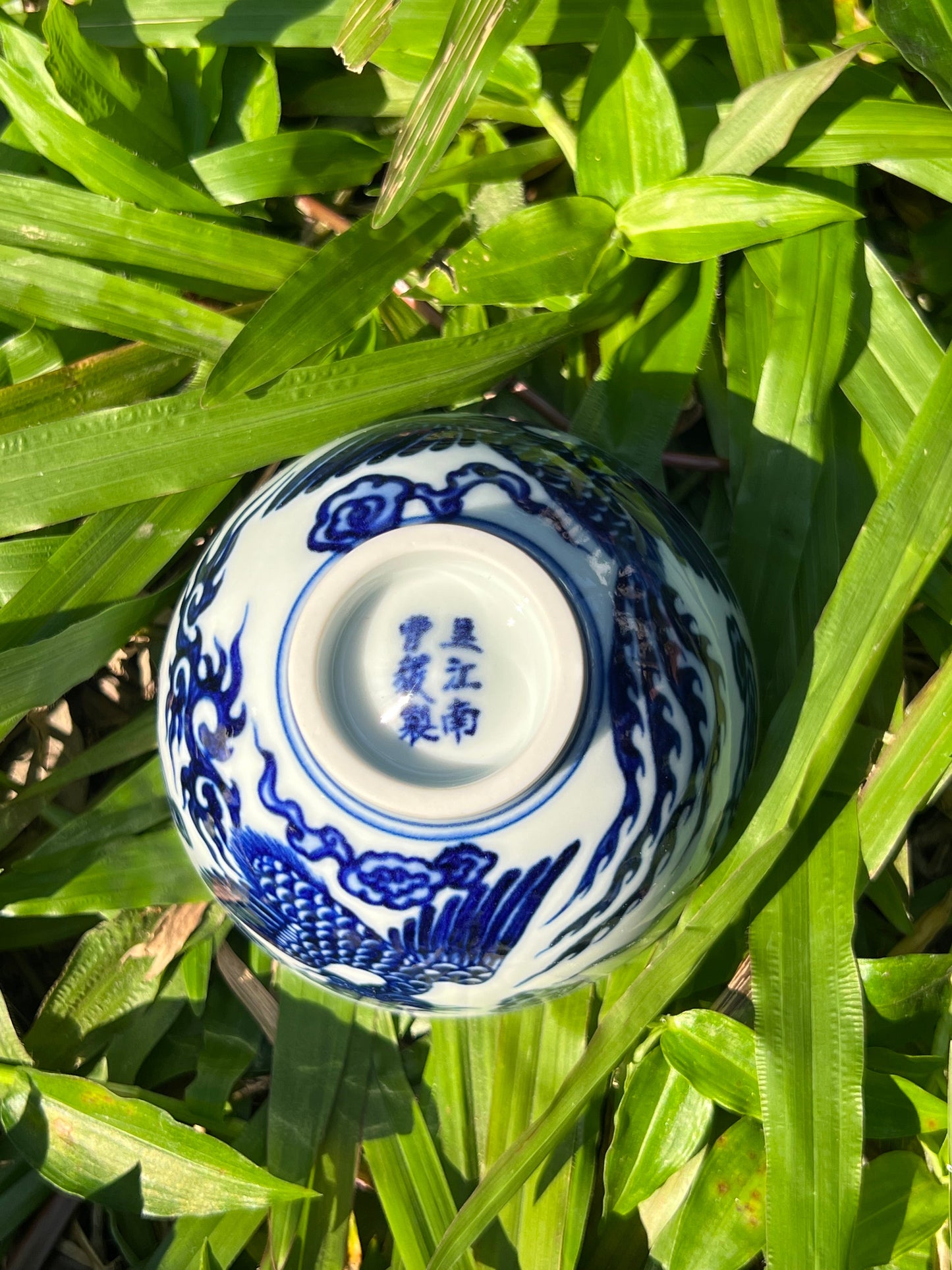 Hand Painted Chinese Phoenix Gaiwan Blue and White Porcelain Teaware Jingdezhen Master Ceramic Artwork