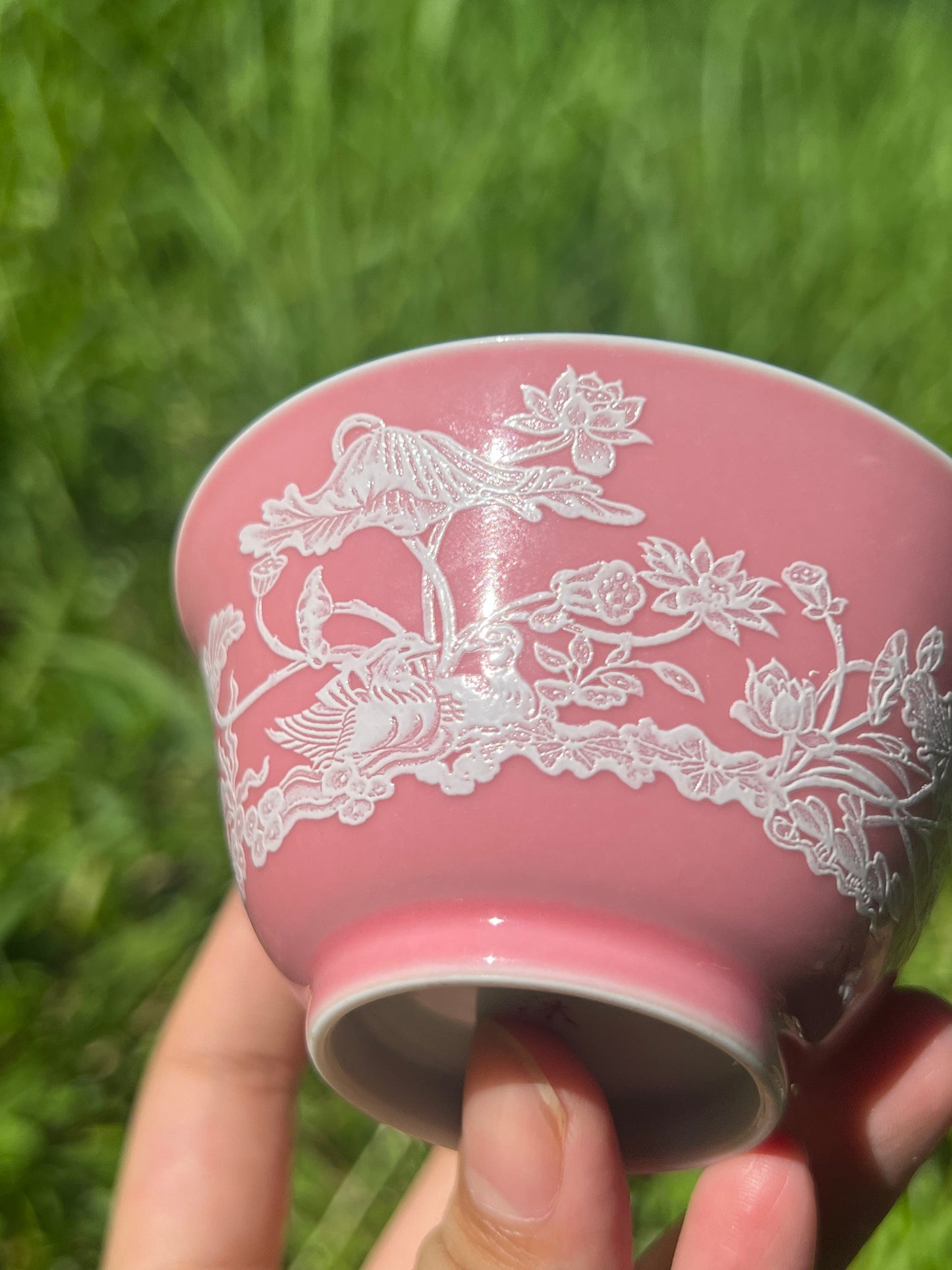 Handcrafted Chinese Handpainted Chinese Lotus Teacup Jingdezhen Duibai Teacup Master Ceramic Artwork