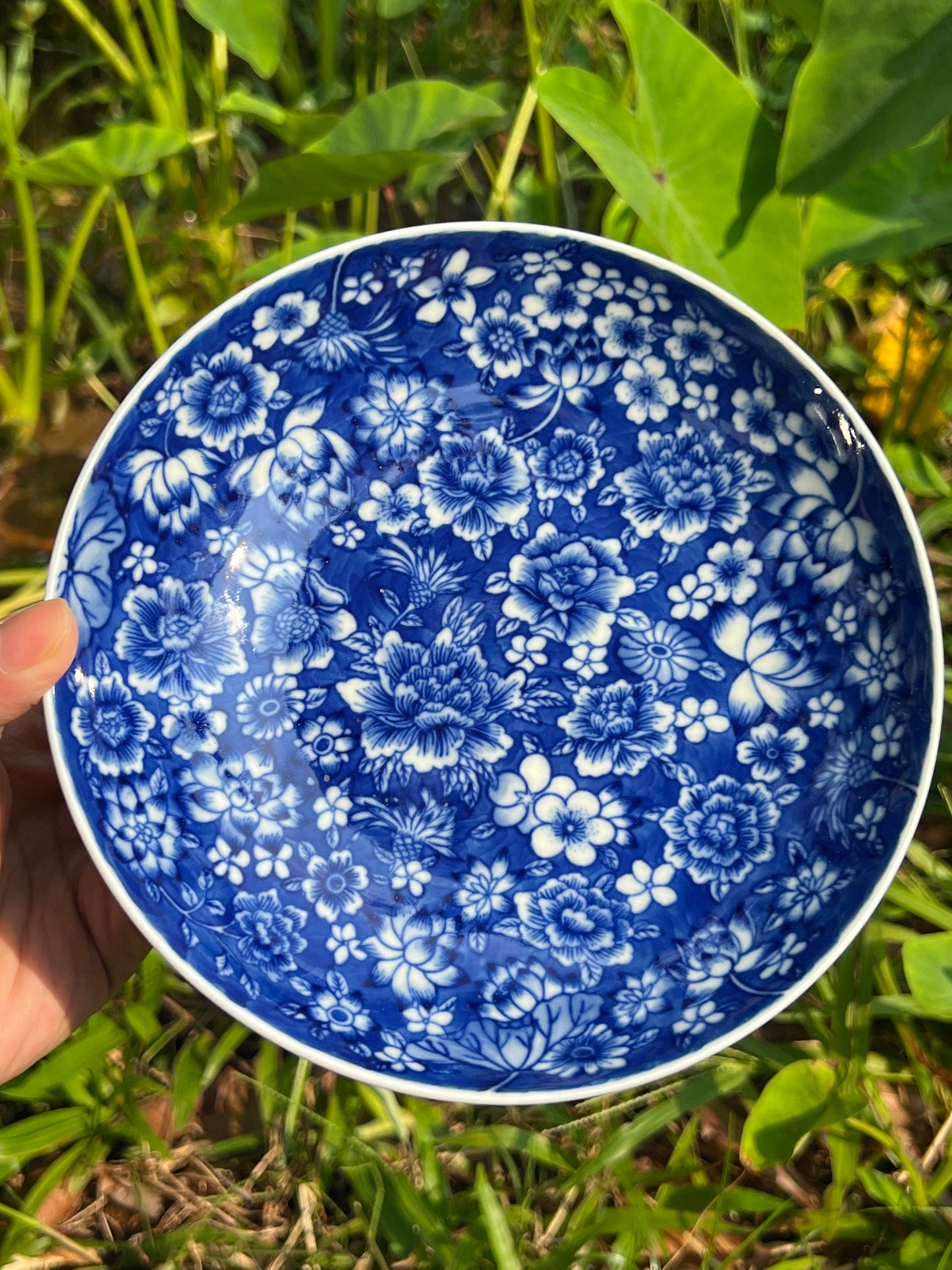 Hand Painted Chinese Blue and White Porcelain Tea Tray Tea Boat Ten Thousands Of Flowers Pattern Jingdezhen Teapot Holder Master Ceramic Artwork