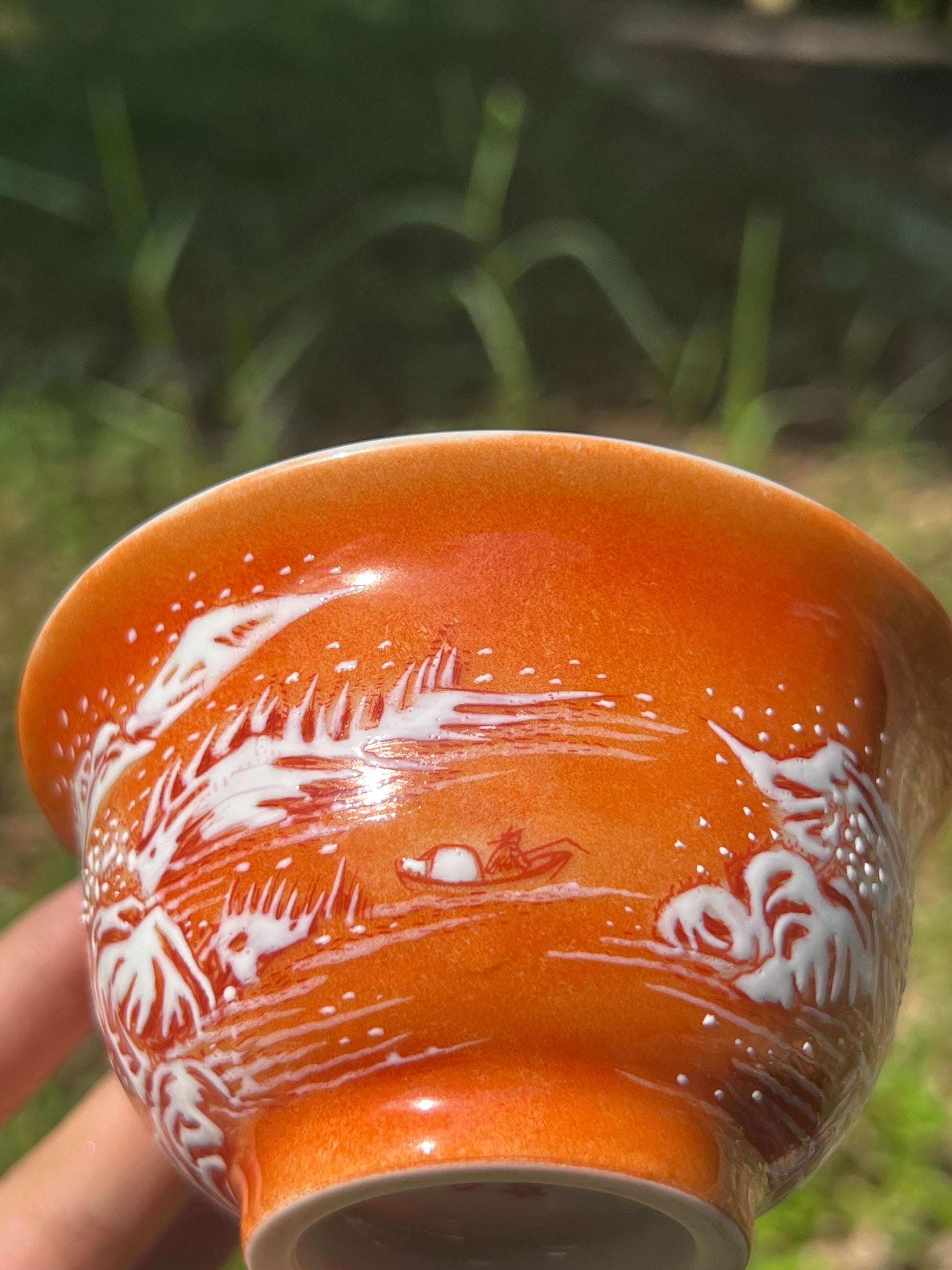 This is Chinese Jingdezhen alum red teacup. This is a ceramic teacup