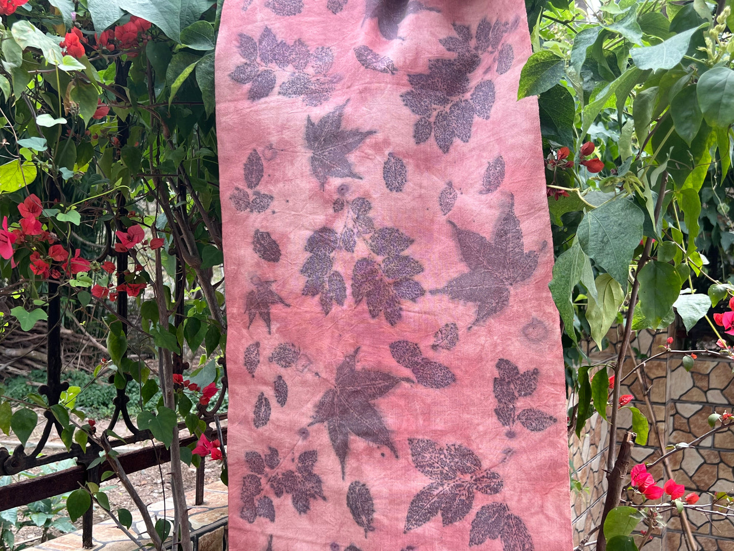 Hand Dyed Pink Tea Table Cloth Natura Plant Dyed Cotton Tea Mat Chabu Chaxi