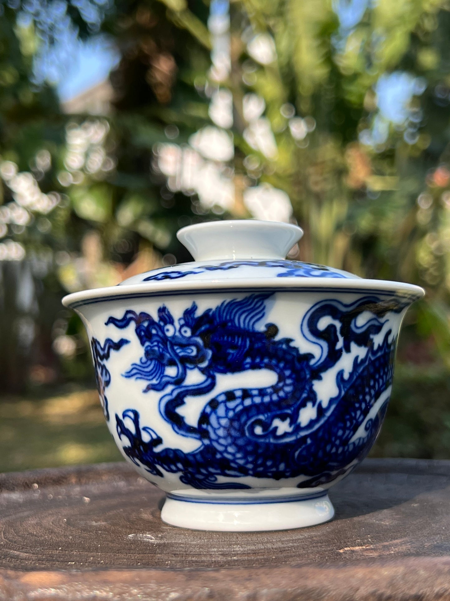 Hand Painted Blue and White Porcelain Chinese Dragon Gaiwan Teaware Jingdezhen Master Ceramic Artwork