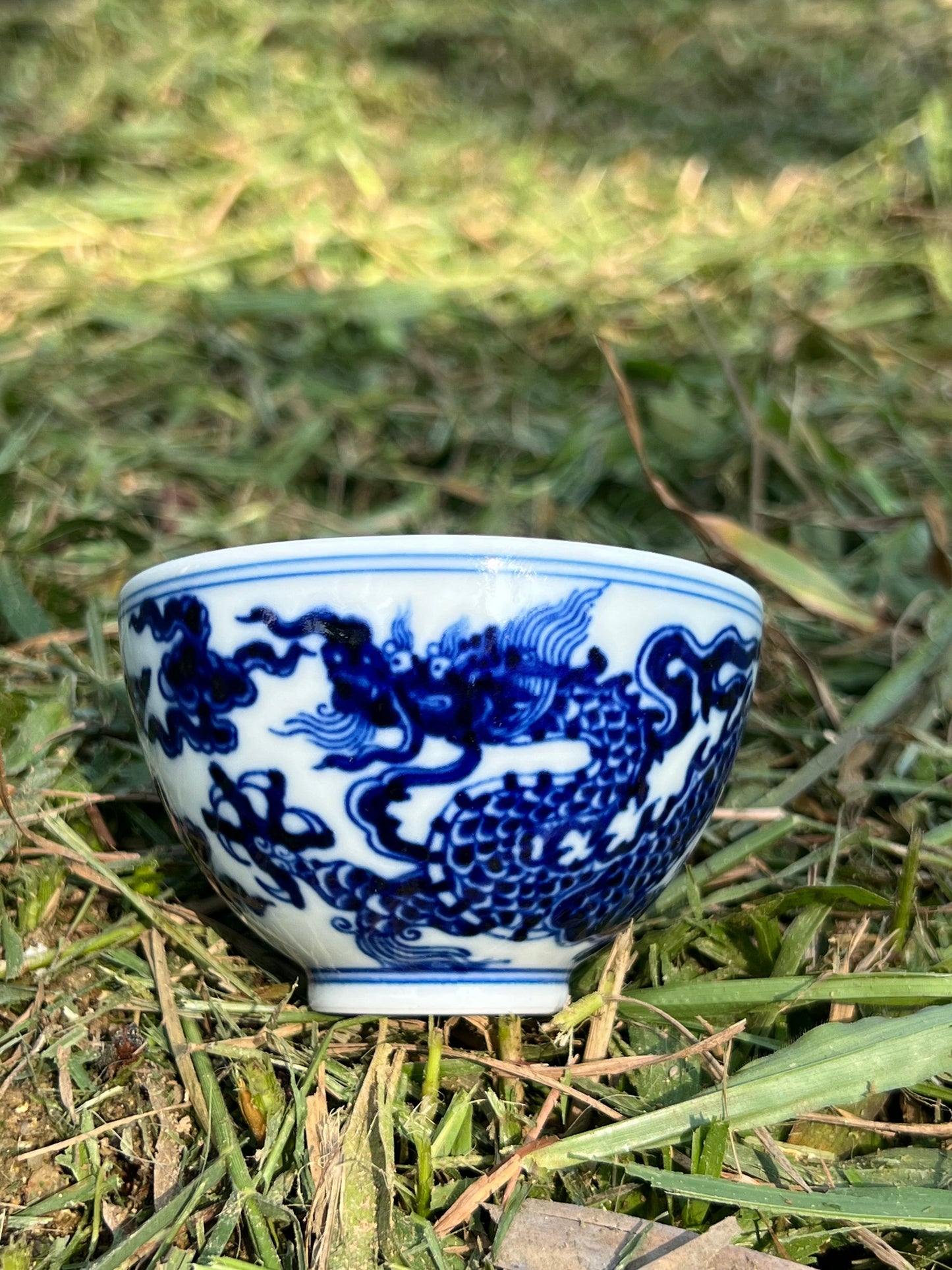 Hand Painted Blue and White Porcelain Chinese Dragon Gaiwan Teaware Jingdezhen Master Ceramic Artwork