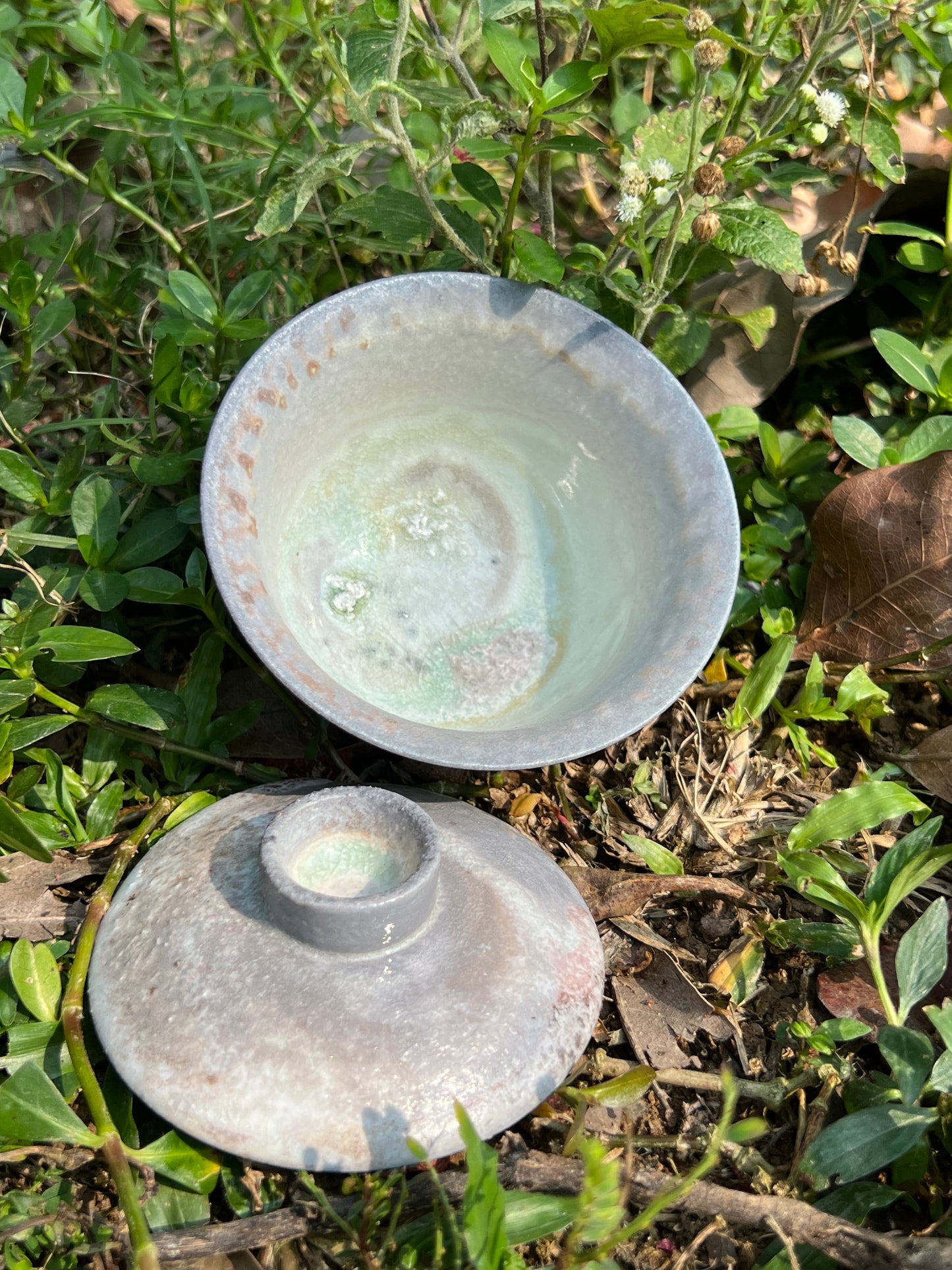 This is a woodfired pottery teapot gaiwan