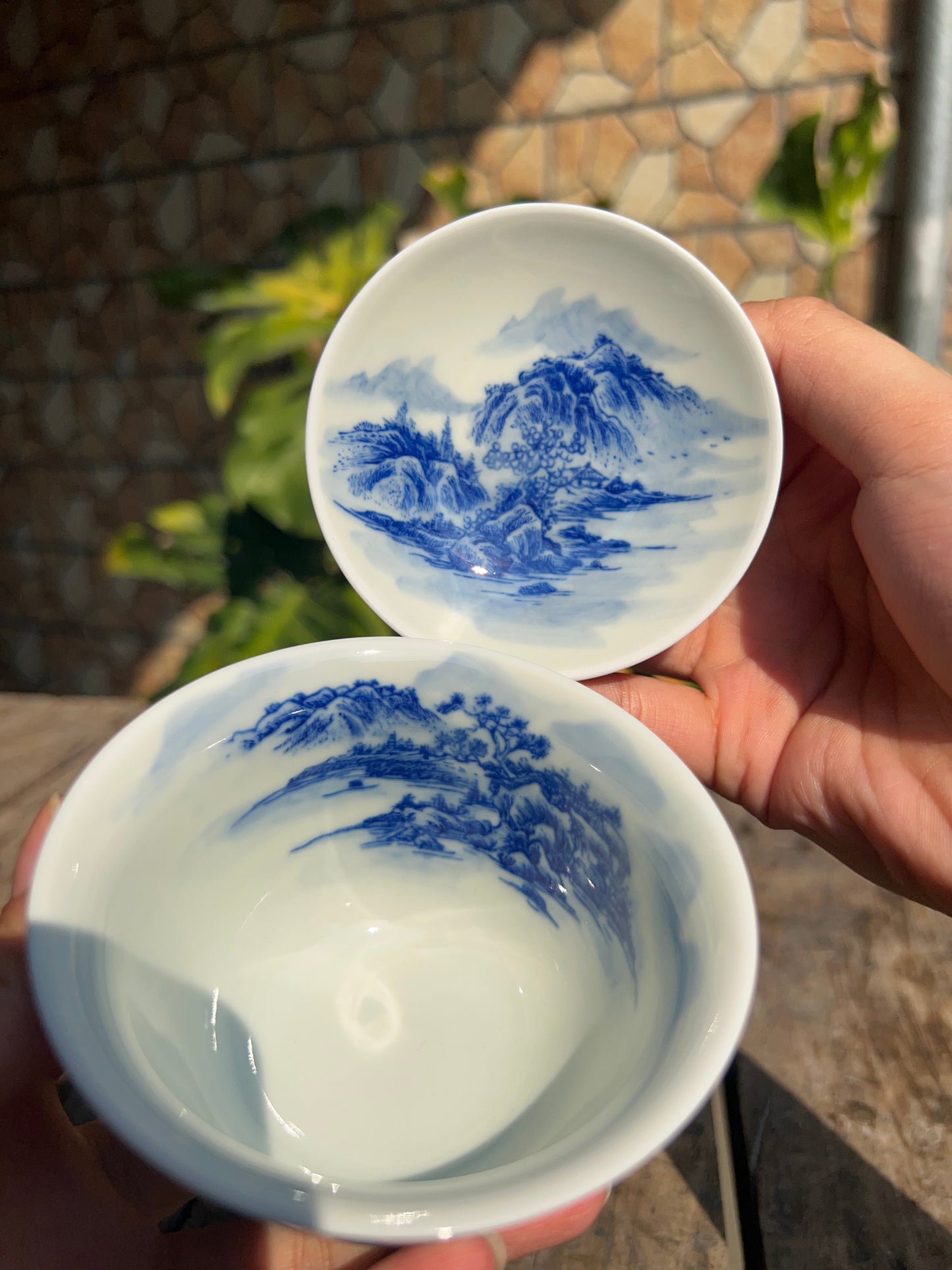 Chinese Handpainted Chinese Landscape Blue and White Porcelain Tea tray Jingdezhen Tea Boat Master Pottery Artwork