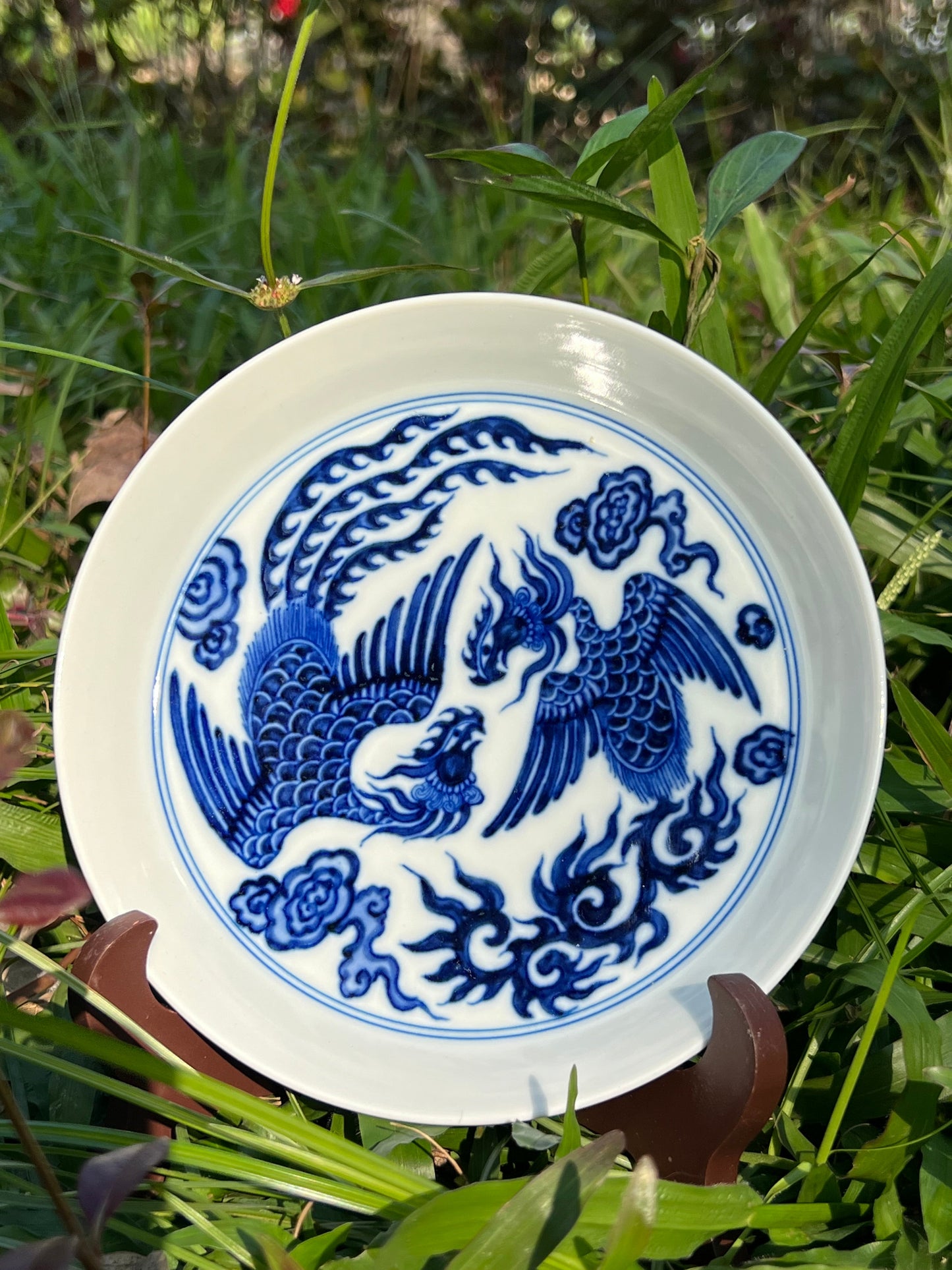 Hand Painted Chinese Phoenix Gaiwan Blue and White Porcelain Teaware Jingdezhen Master Ceramic Artwork