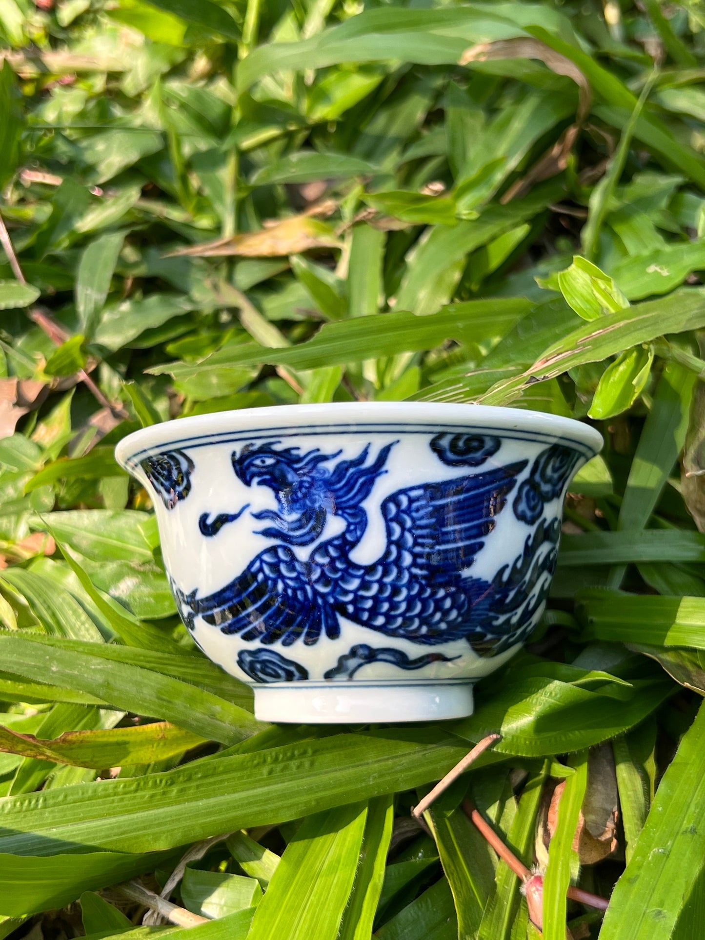 Hand Painted Chinese Phoenix Gaiwan Blue and White Porcelain Teaware Jingdezhen Master Ceramic Artwork