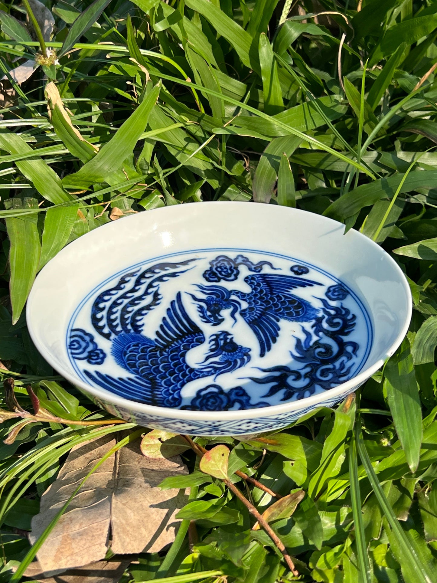 Hand Painted Chinese Phoenix Gaiwan Blue and White Porcelain Teaware Jingdezhen Master Ceramic Artwork