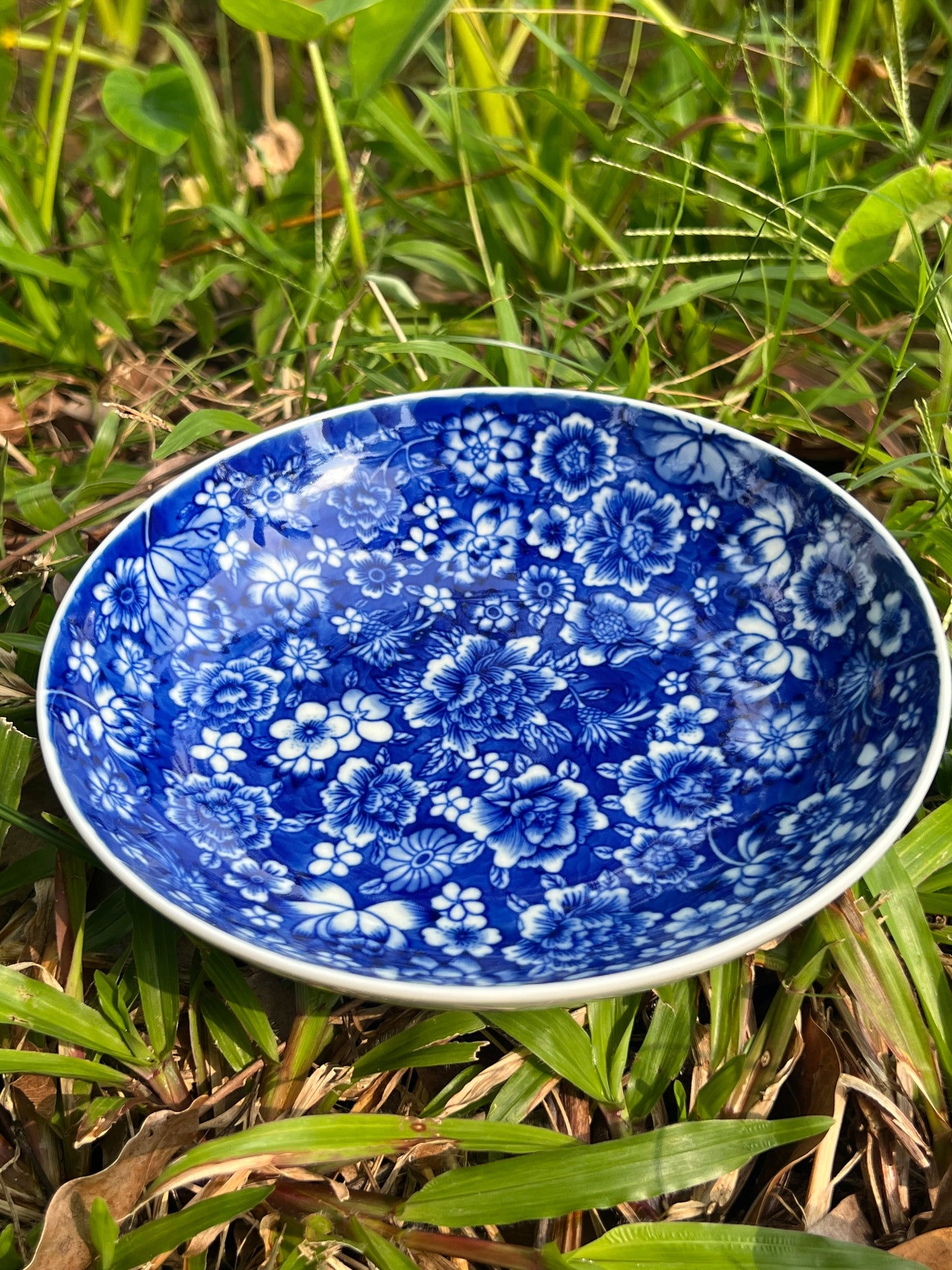 Hand Painted Chinese Blue and White Porcelain Tea Tray Tea Boat Ten Thousands Of Flowers Pattern Jingdezhen Teapot Holder Master Ceramic Artwork