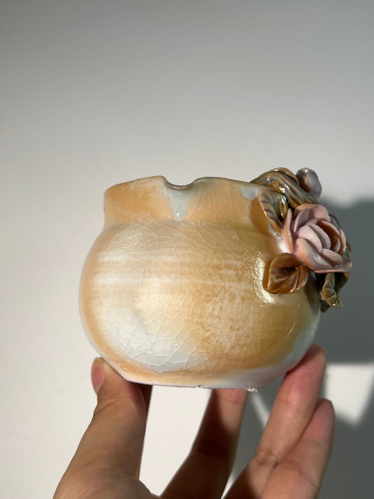 This is a woodfired pottery flower faircup gongdaobei