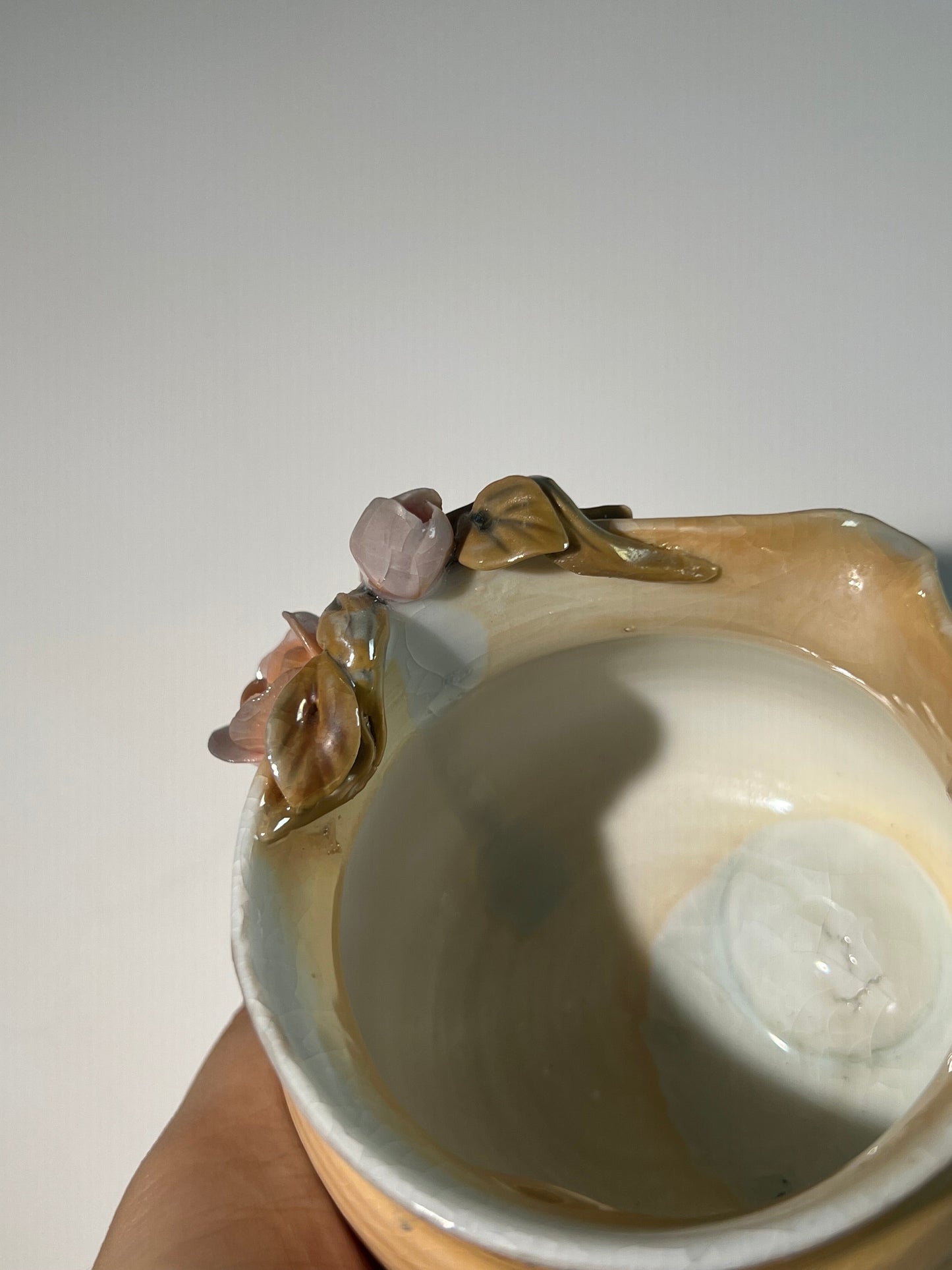 This is a woodfired pottery flower faircup gongdaobei