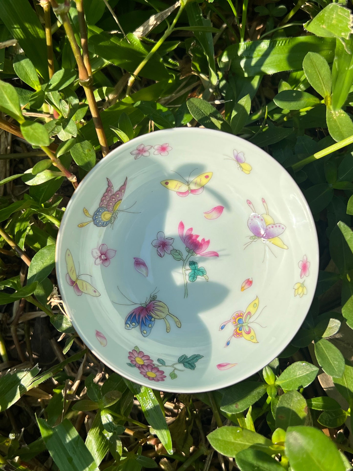 Hand Painted Pahua Chinese Butterfly Teacup Jingdezhen Master Ceramic Artwork Purple Base