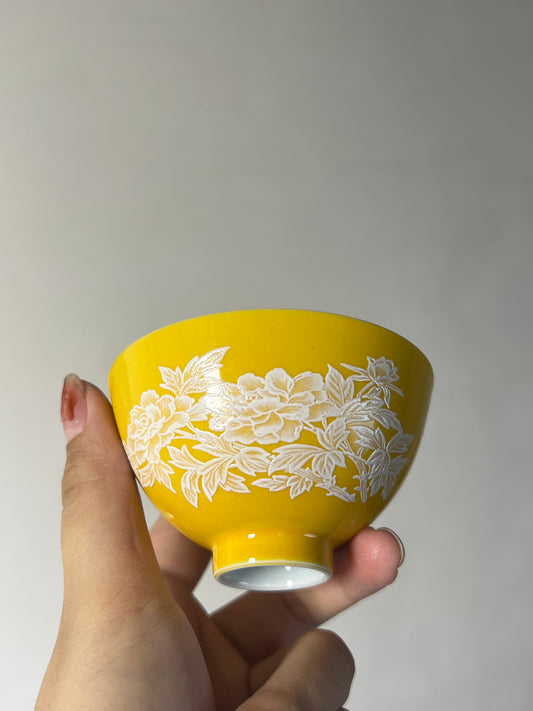 Handpainted Chinese Peony Flower Pattern Teacup Duibai Teacup Jingdezhen Master Ceramic Artwork