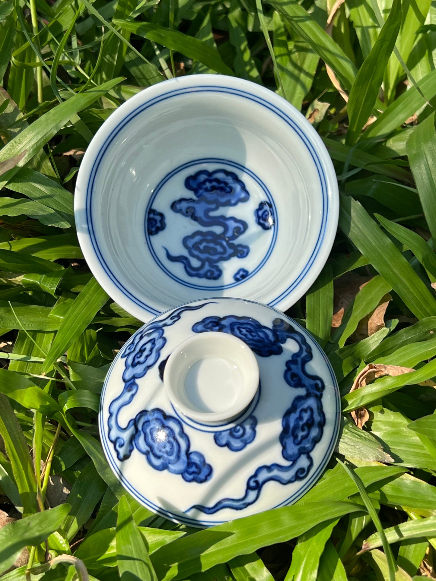 Hand Painted Chinese Phoenix Gaiwan Blue and White Porcelain Teaware Jingdezhen Master Ceramic Artwork