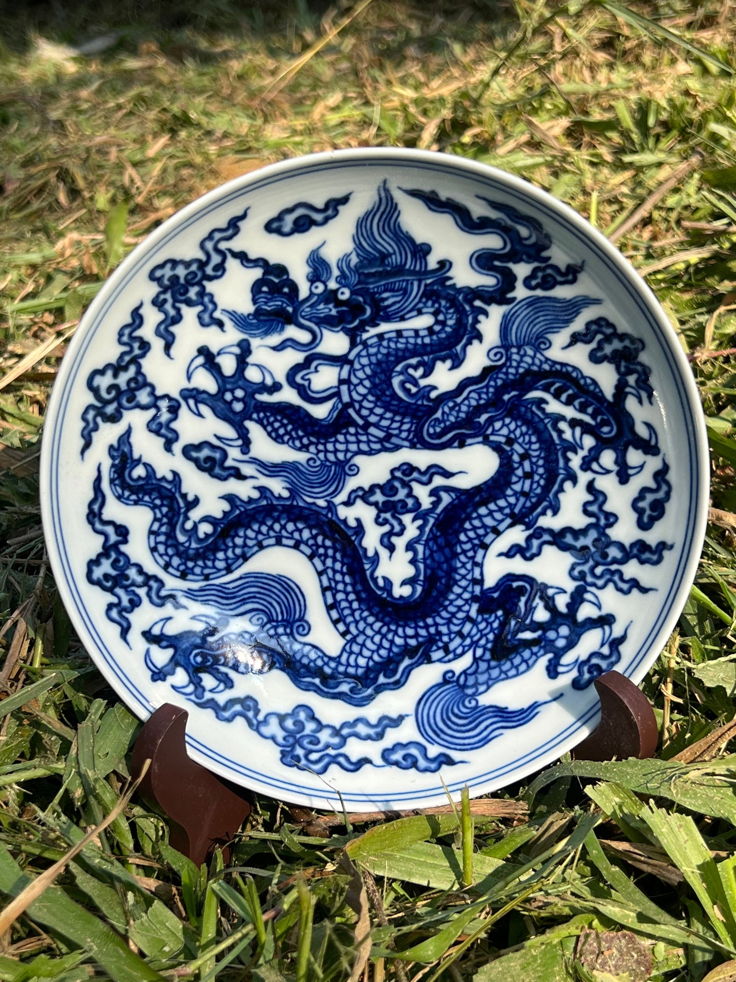 Hand Painted Blue and White Porcelain Chinese Dragon Gaiwan Teaware Jingdezhen Master Ceramic Artwork