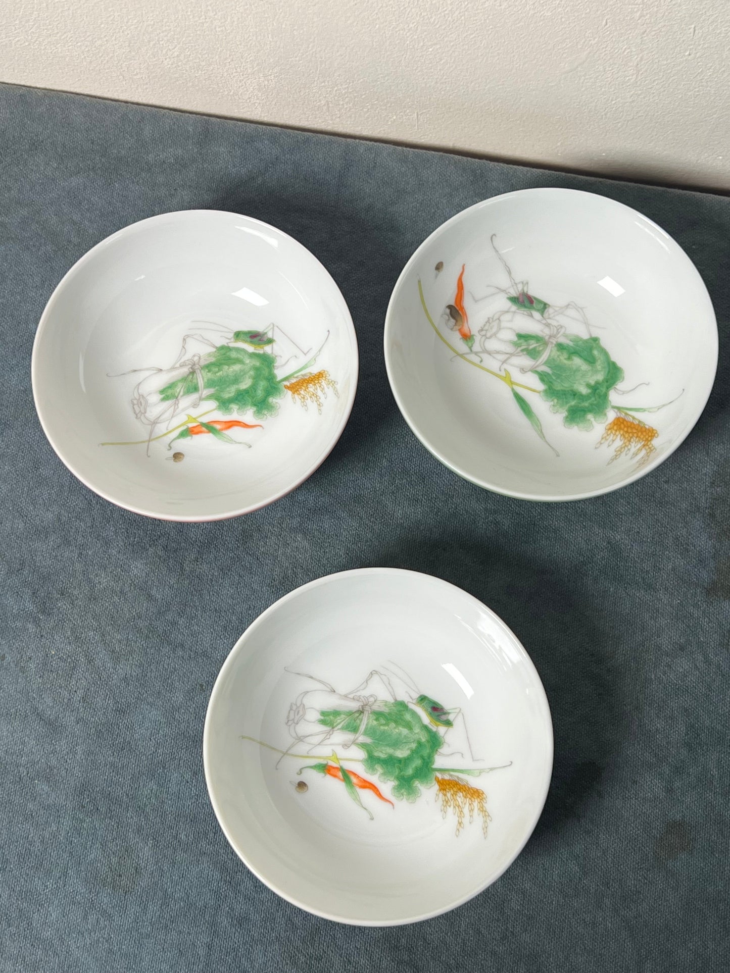 Handpainted Chinese Cabbage Pattern Enamel Teacup Jingdezhen Master Ceramic Artwork Pink Green Yellow Base