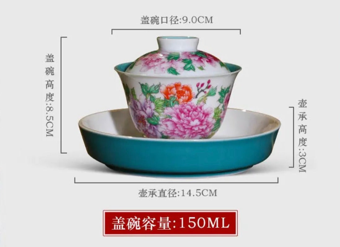 This is a Chinese Jingdezhen enamel flower teapot gaiwan