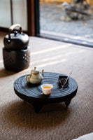 Japanese-Style Wood Tea Table Handcrafted Original Round Black Wood Tea Boat Tea Table