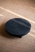 Japanese-Style Wood Tea Table Handcrafted Original Round Black Wood Tea Boat Tea Table