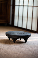 Japanese-Style Wood Tea Table Handcrafted Original Round Black Wood Tea Boat Tea Table