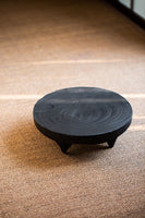 Japanese-Style Wood Tea Table Handcrafted Original Round Black Wood Tea Boat Tea Table