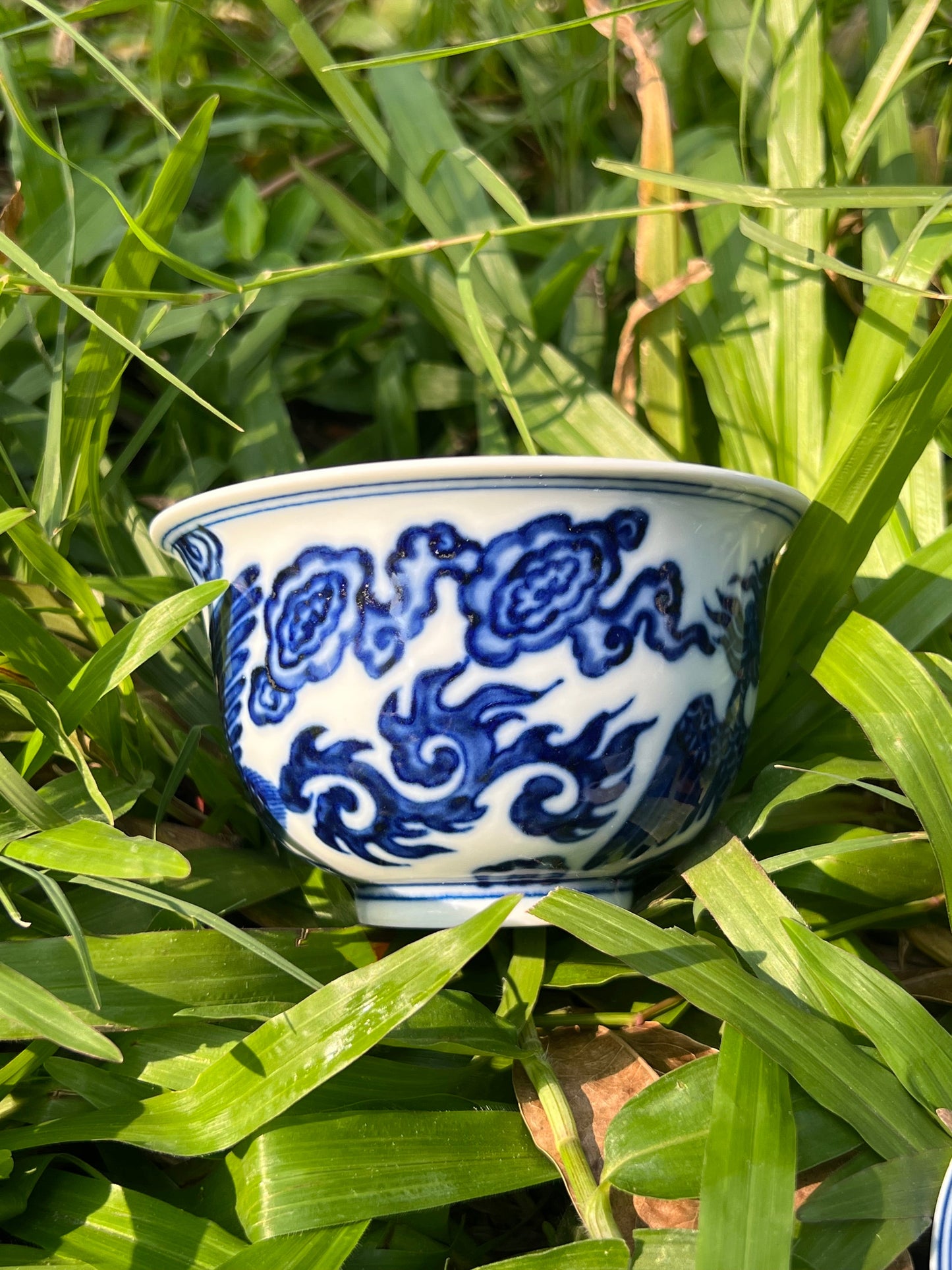 Hand Painted Chinese Phoenix Gaiwan Blue and White Porcelain Teaware Jingdezhen Master Ceramic Artwork