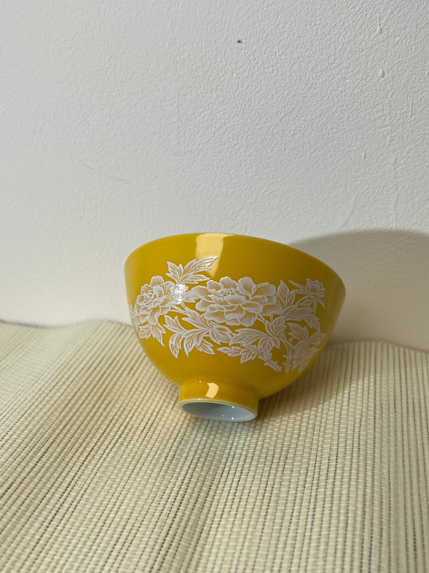 Handpainted Chinese Peony Flower Pattern Teacup Duibai Teacup Jingdezhen Master Ceramic Artwork