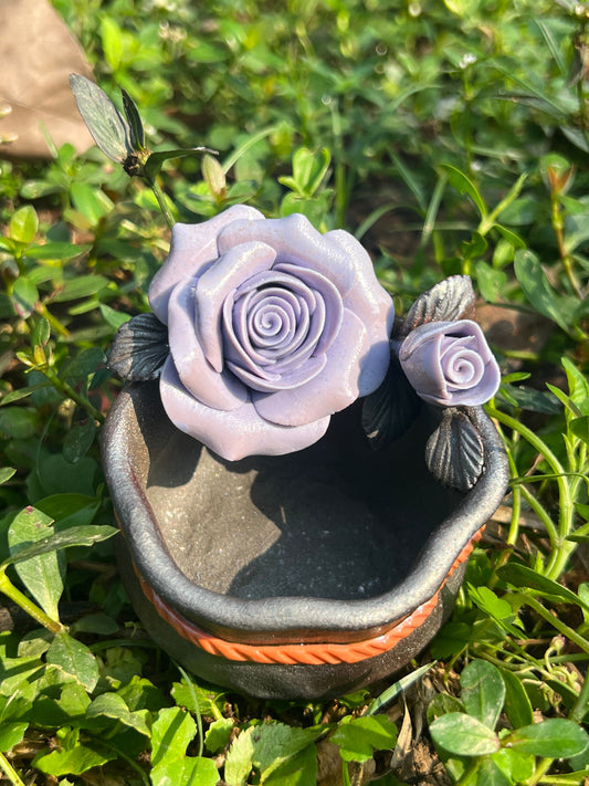 This is a woodfired tietai pottery flower teacup