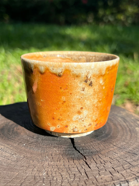 This is a woodfired pottery teacup